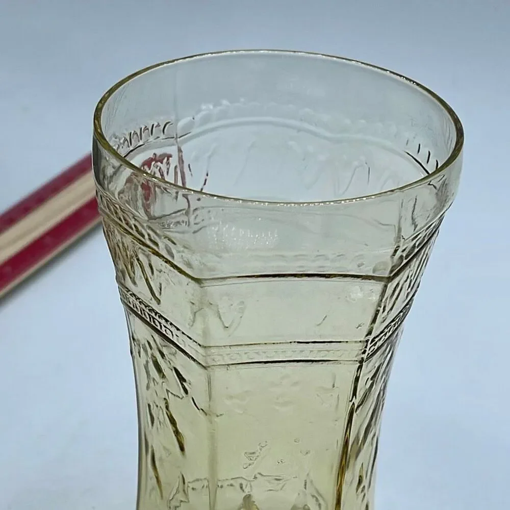 Federal Glass “ Patrician” amber depression glass tumbler.